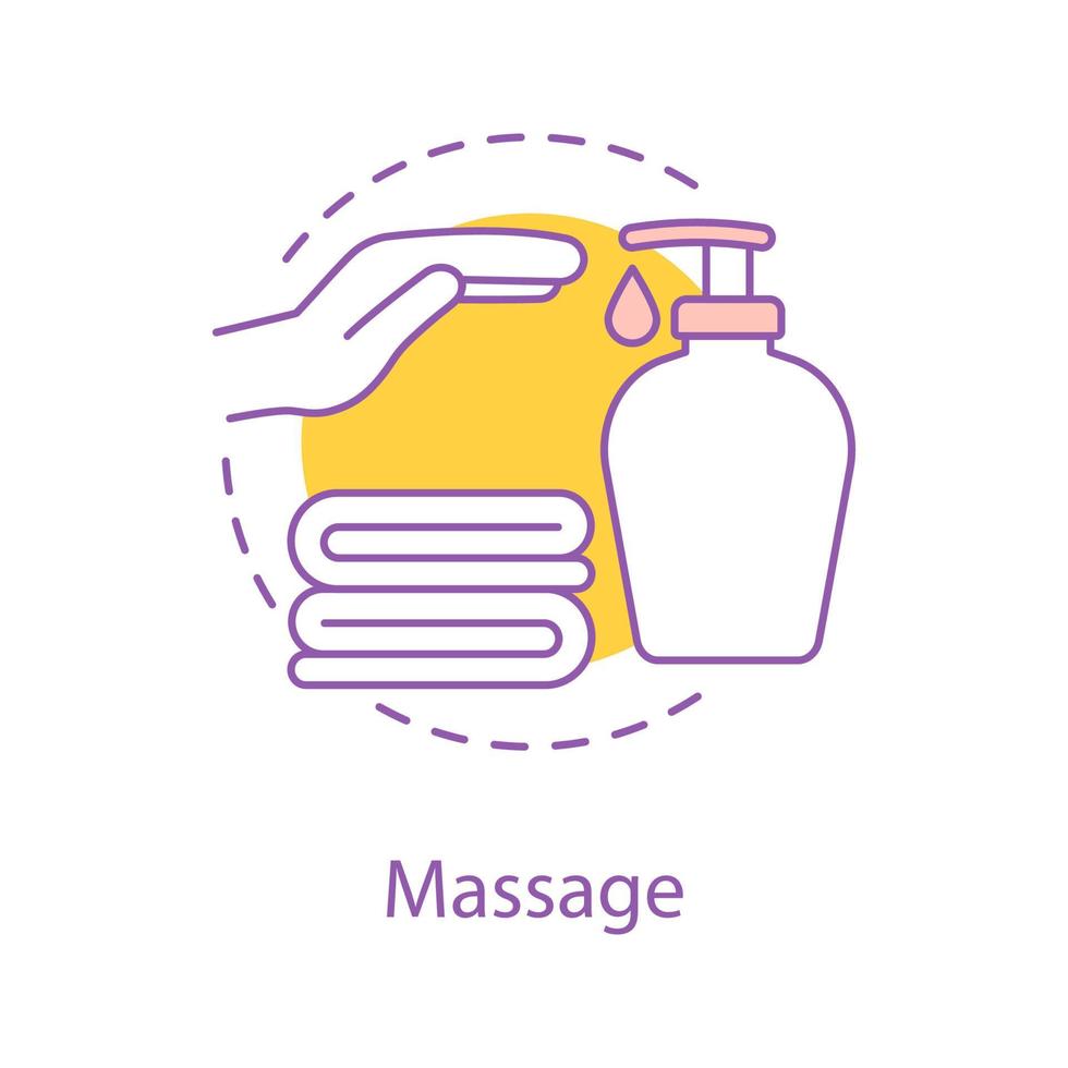 icono del concepto de masaje. Ilustración de línea fina de idea de salón de spa. accesorios de baño. lavarse las manos. dibujo de contorno aislado vectorial vector