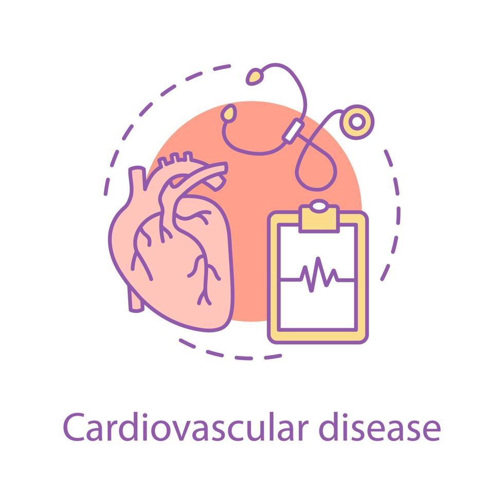 icono del concepto de enfermedad cardiovascular. Ilustración de línea fina de idea de cardiología. cuidado de la salud. dibujo de contorno aislado vectorial vector