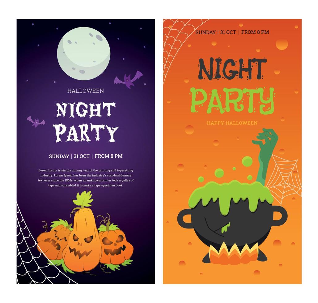 Vector themed set of vertical banners for the Halloween holiday