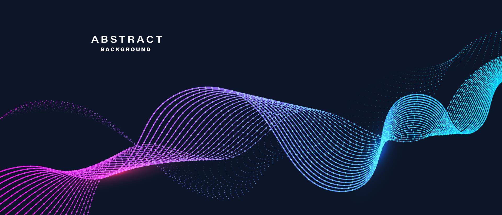 Black abstract background with wavy smooth lines. vector