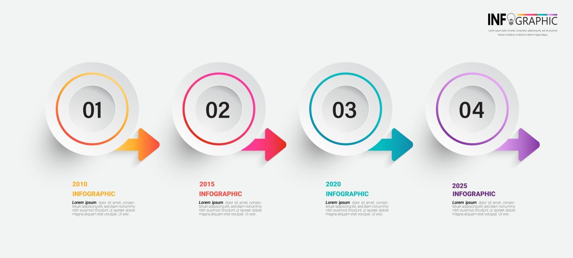 Círculo de elementos infográficos con 4 pasos. vector