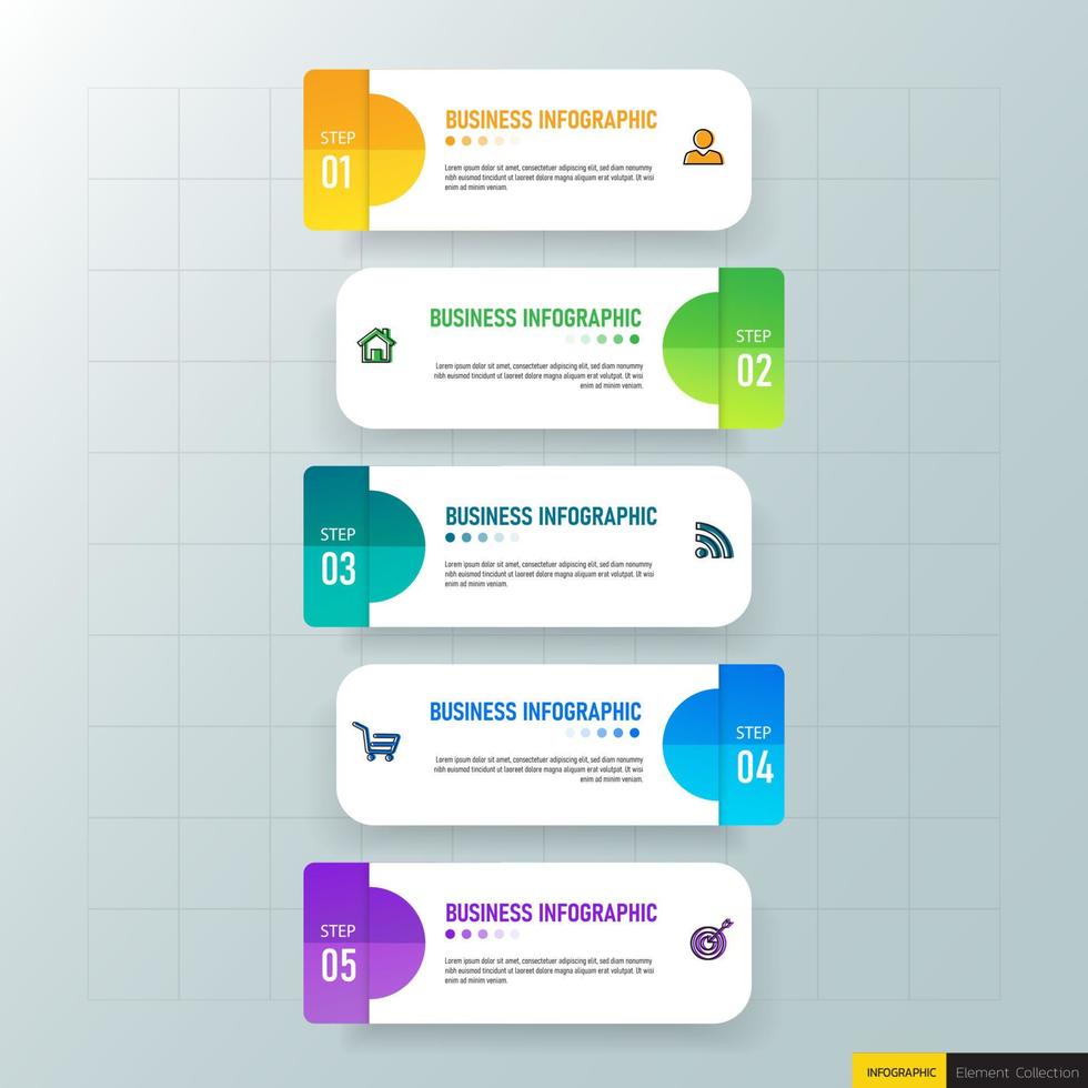 Gradient infographic steps design vector