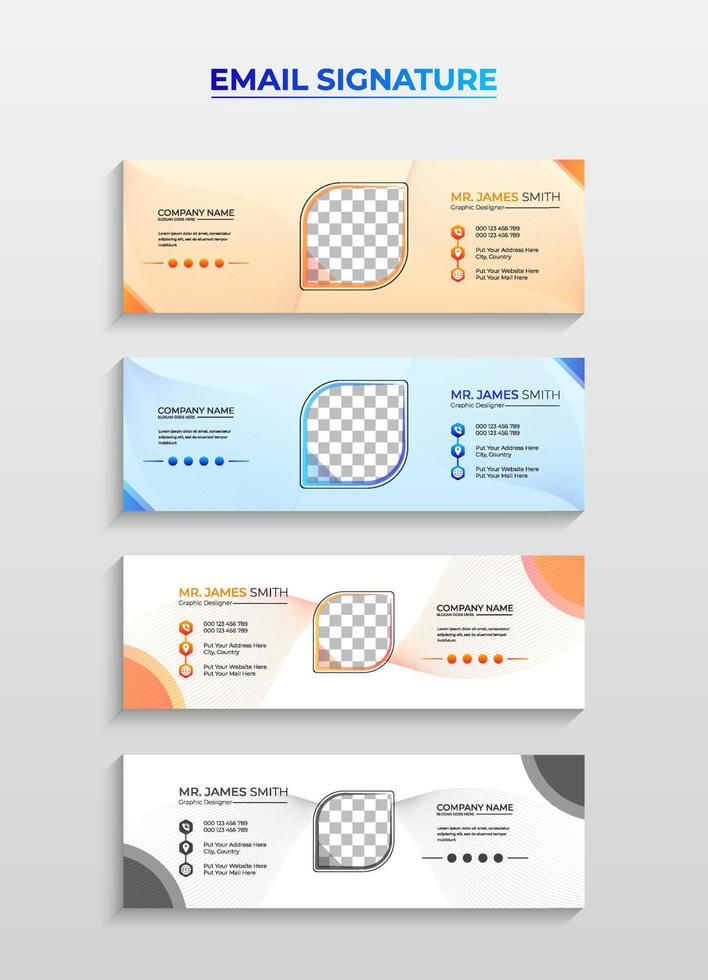 Professional modern Email signature or email footer Template design Free Download vector