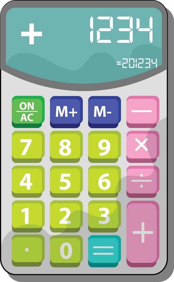 calculadora con gran pantalla verde vector