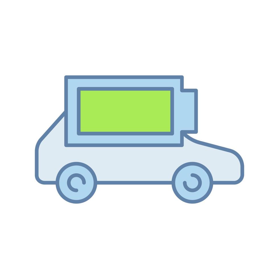 Fully charged electric car battery color icon. Auto charge completed. Eco friendly automobile battery level indicator. Isolated vector illustration