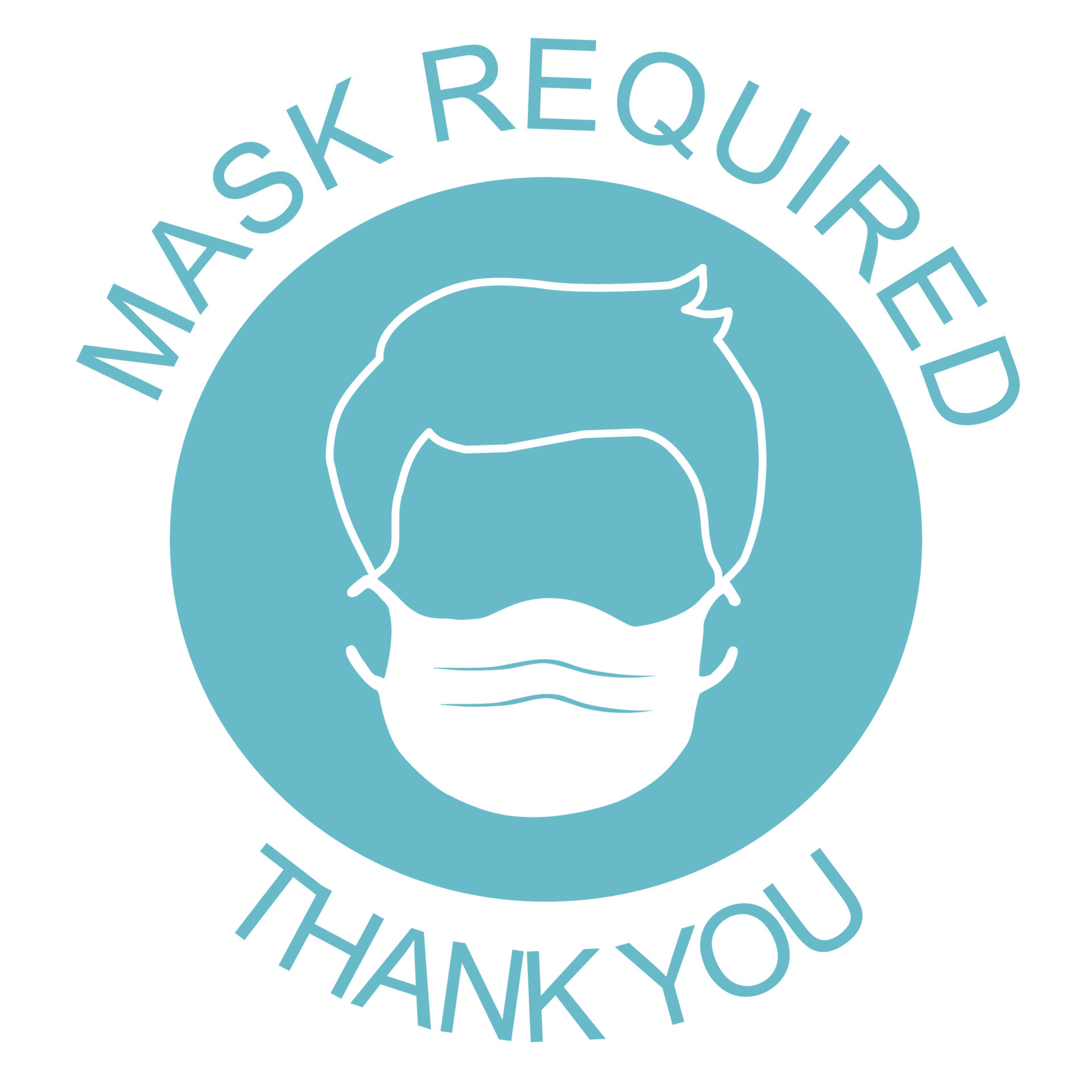 An attention sign said MASK REQUIRED on the top and Thank you at the