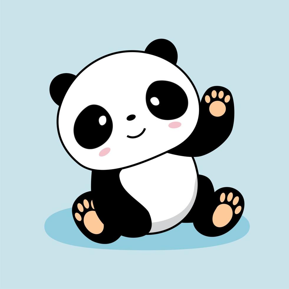 Panda Cartoon Cute Say Hello Panda Animals Illustration vector