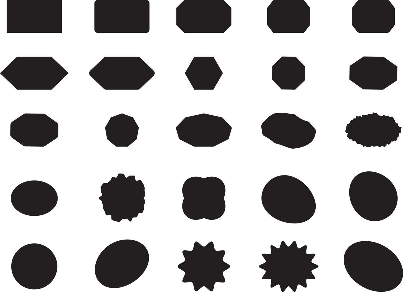 Geometric shapes black icon set vector