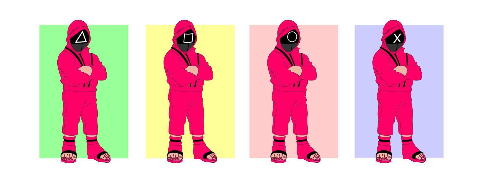 Little character of squid game korean drama, vector illustration
