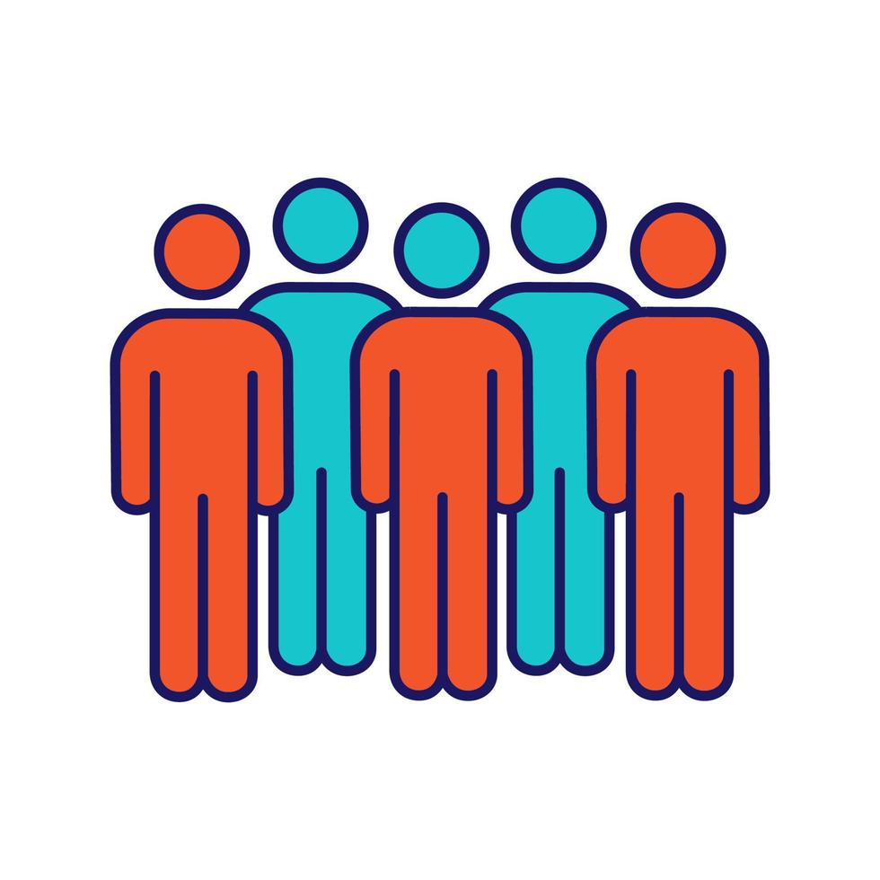 Meeting color icon. Coalition policy. Protesters. Group of people. Voters, electorate. Social and political movement participants. Crowd. Unconventional participation. Isolated vector illustration