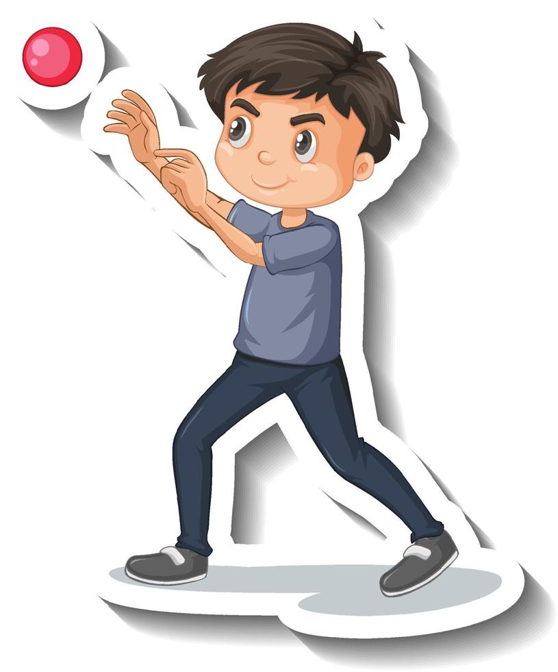 Boy throwing ball on white background vector