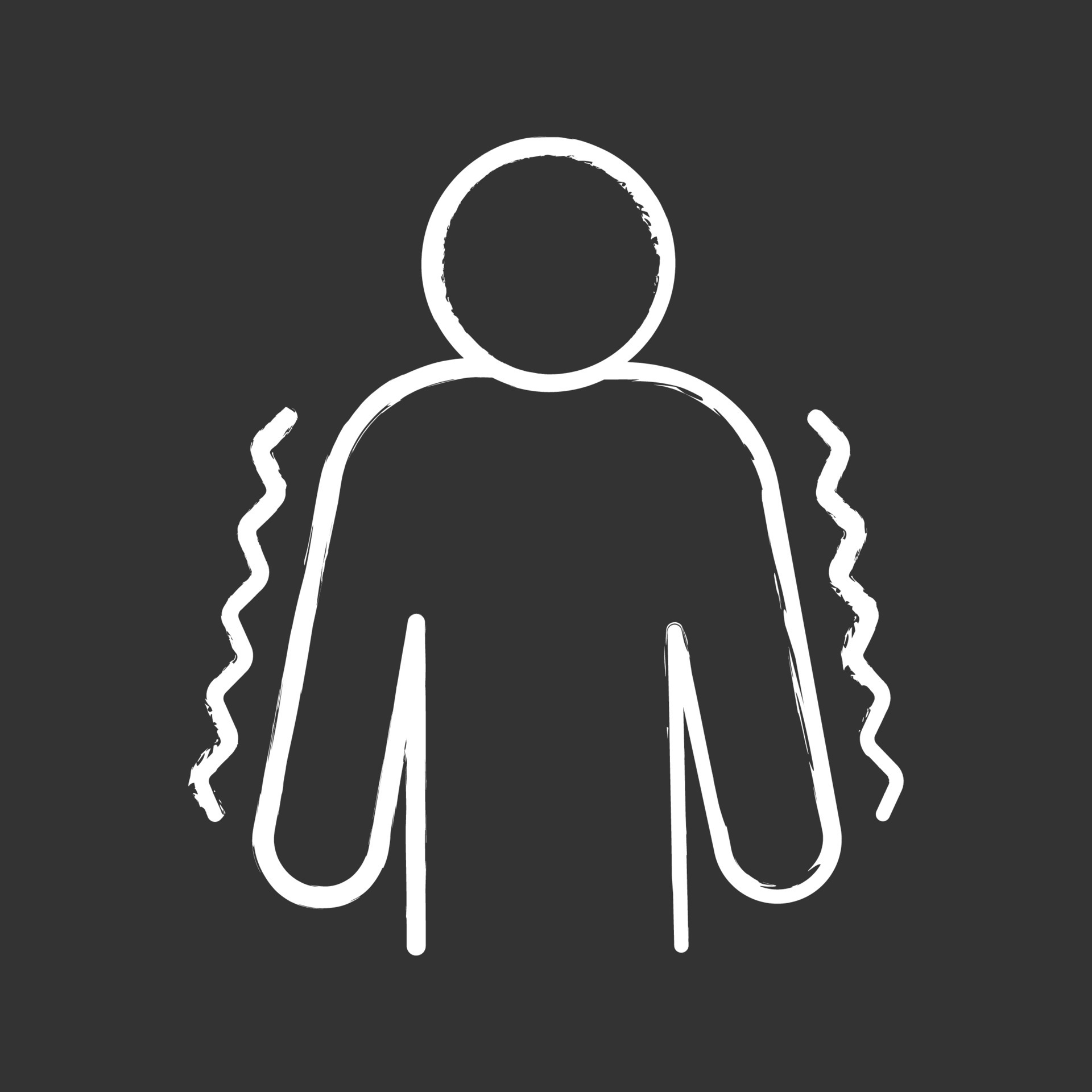 Trembling chalk icon. Anxiety. Shaking body. Worrying and afraid person