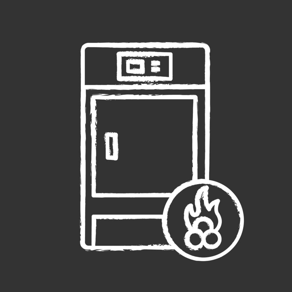 Solid fuel boiler chalk icon. House central heater. Firewood boiler. Heating system. Isolated vector chalkboard illustration