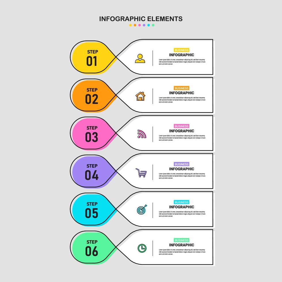 Linear flat process infographic vector