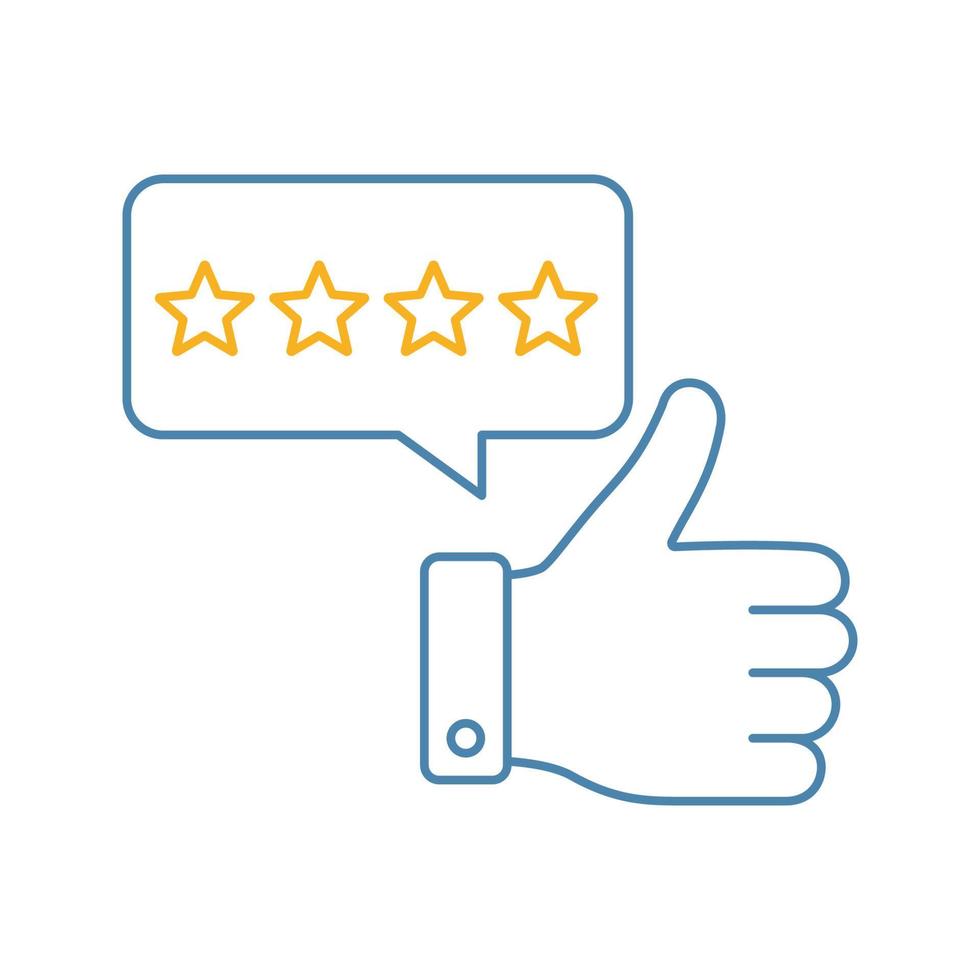 Five star rating color icon. Linear vector