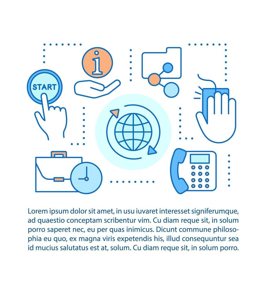 Contact us concept linear illustration. Information center. Infocenter. Call center. Hotline. Article, brochure, magazine page layout. Thin line icons with text boxes. Vector isolated outline drawing