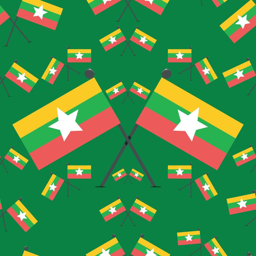 Vector Illustration of Myanmar Pattern Flags