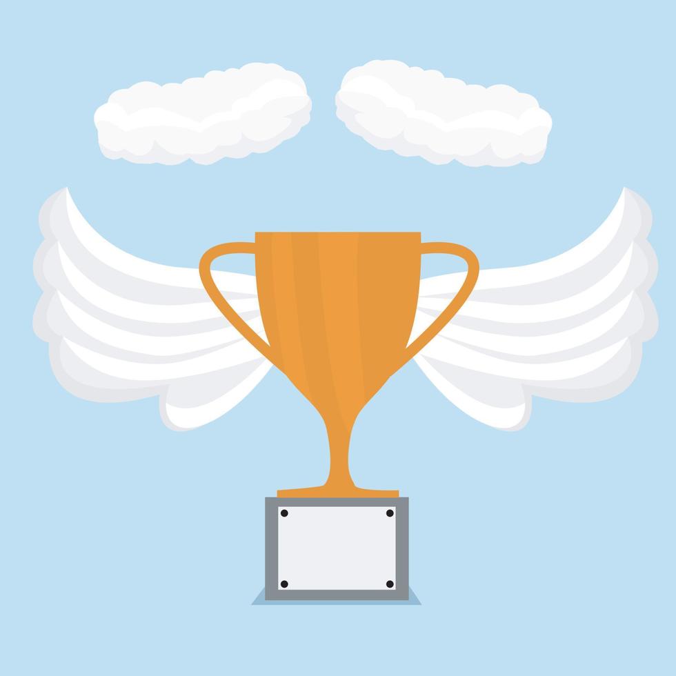 Wings Trophy, cloud and Blue Color Background. vector