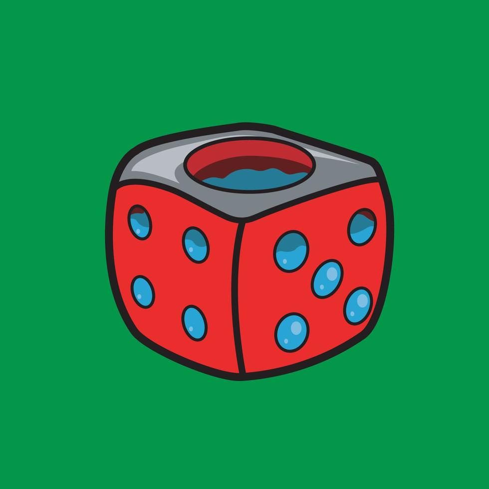 Water Inside Dice and Green Background. vector