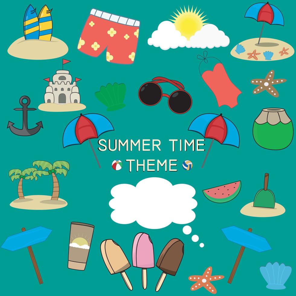 Vector Illustration of Icon Summer Time Theme
