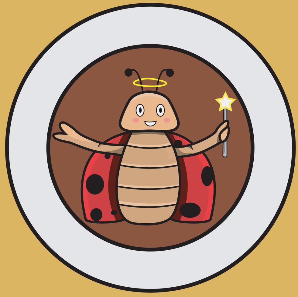 vector de forma de logotipo de escarabajo de mascota alrededor y fondo marrón.