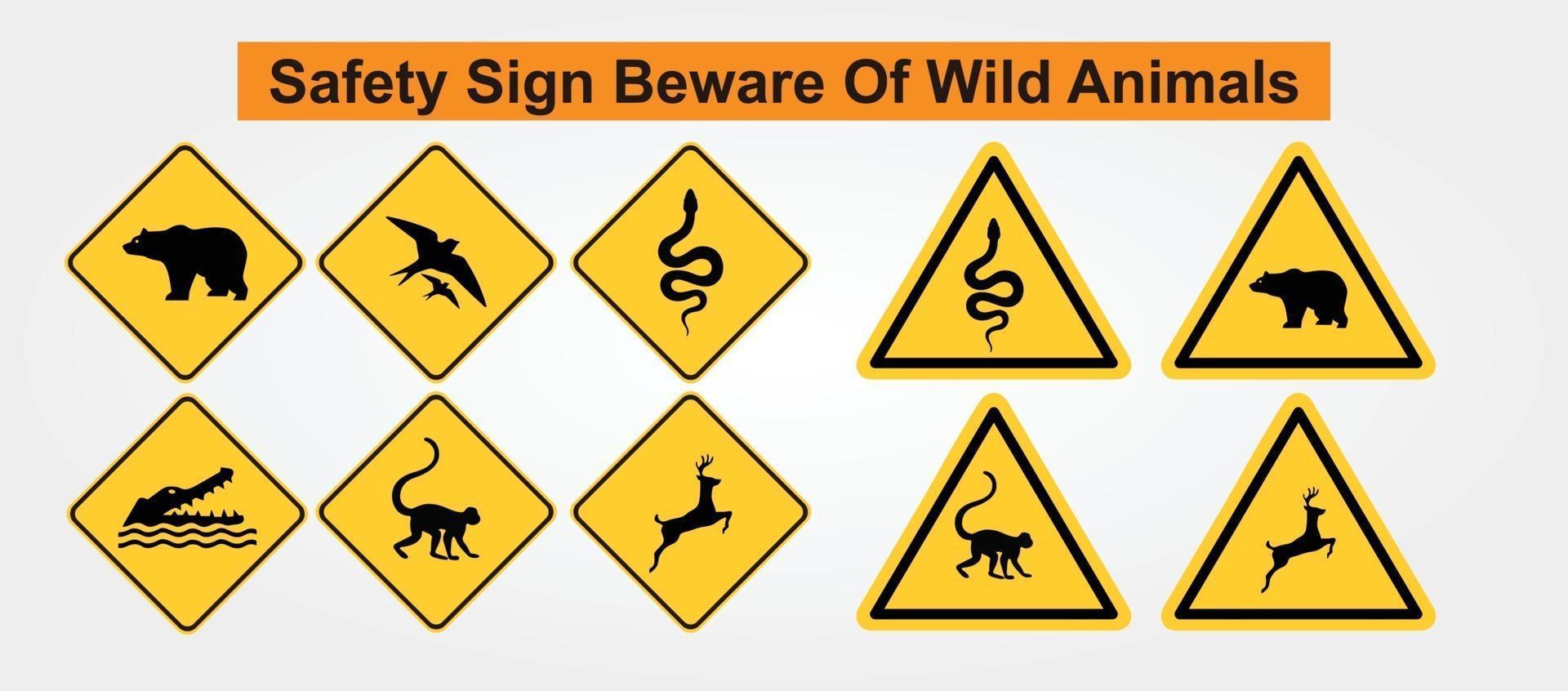 Safety sign beware of wild animals 4227410 Vector Art at Vecteezy