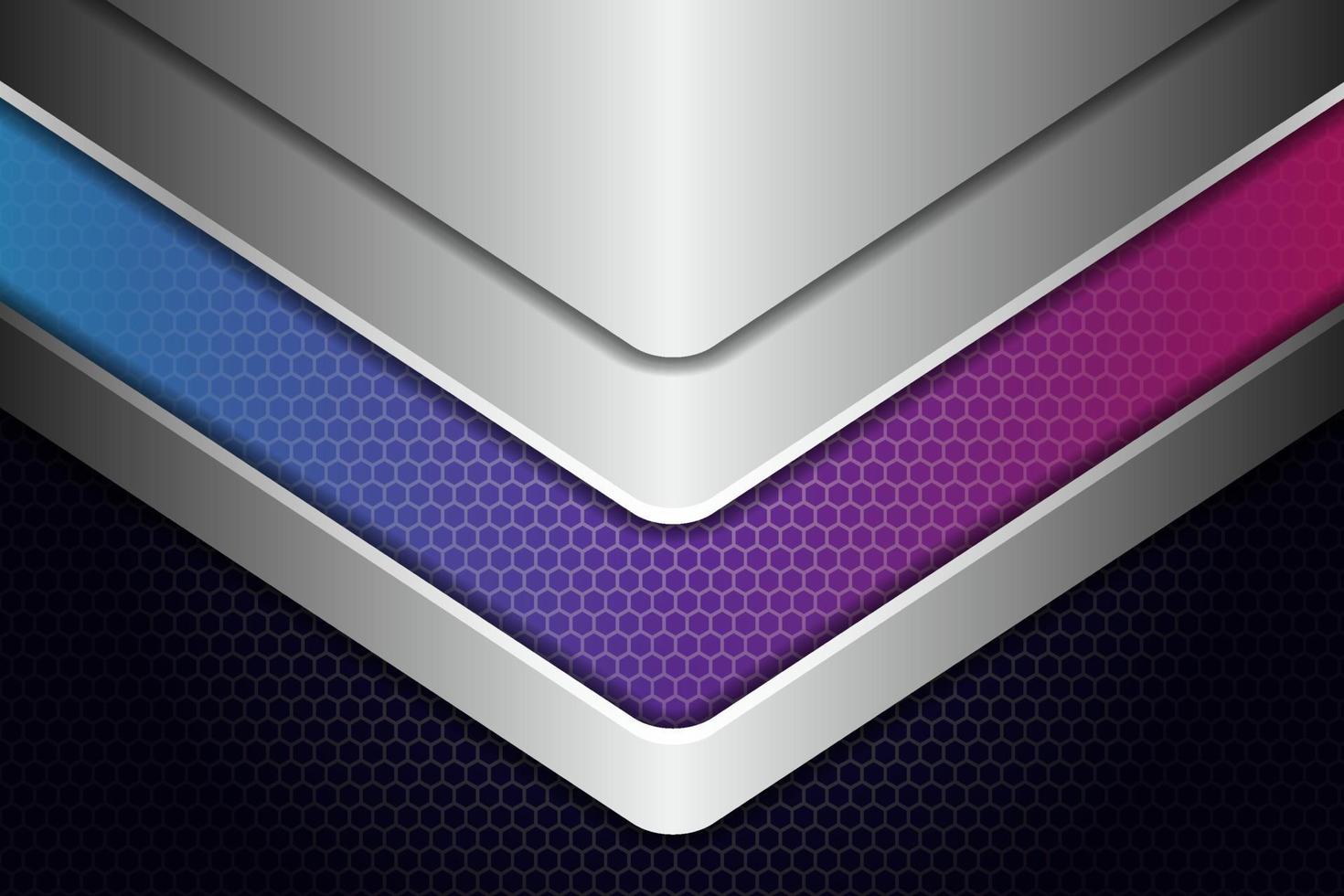 Abstract Modern Technology Overlapped Metallic Glossy Arrow Blue Silver with Dark Background vector