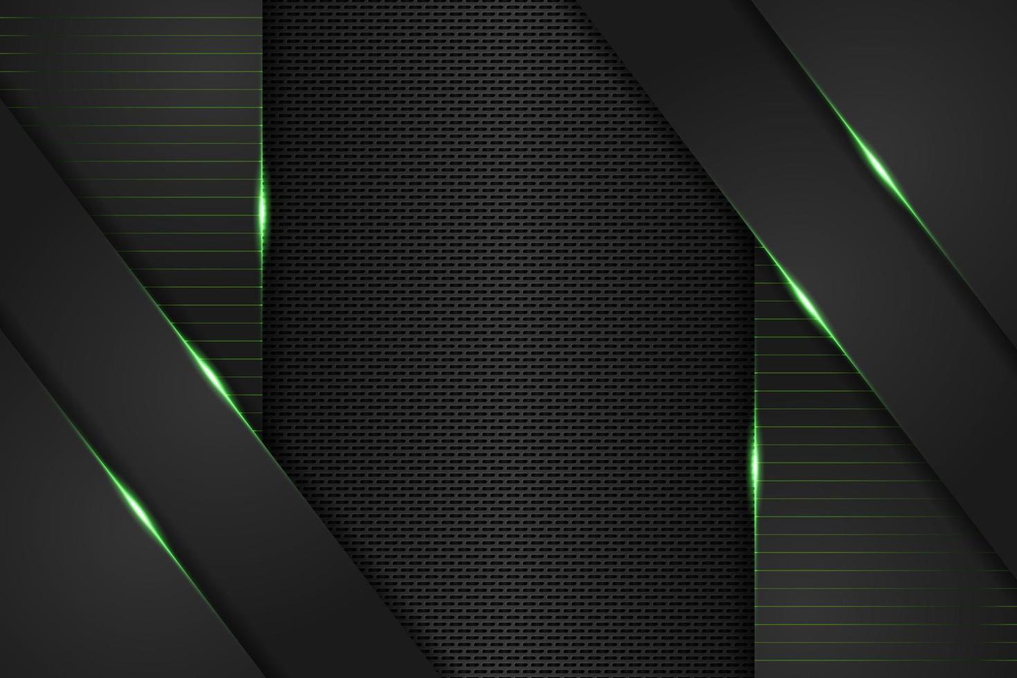Modern Futuristic Technology Minimalist Diagonal Overlapped Geometric Glow Neon Green in Dark Background vector