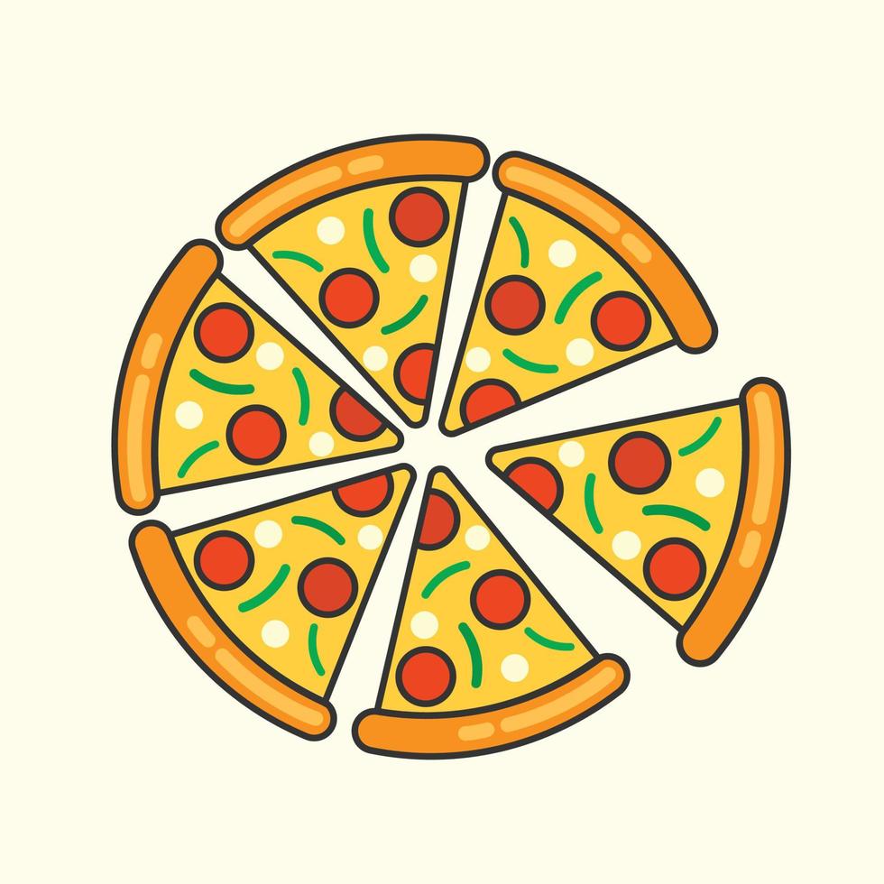 pizza slice doodle icon. vector illustration