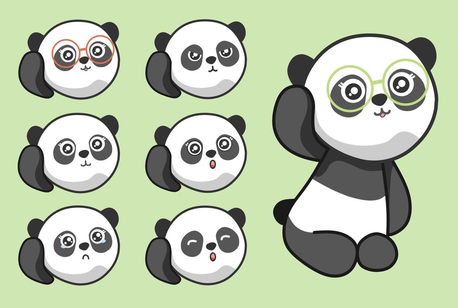 lindo panda con gafas vector