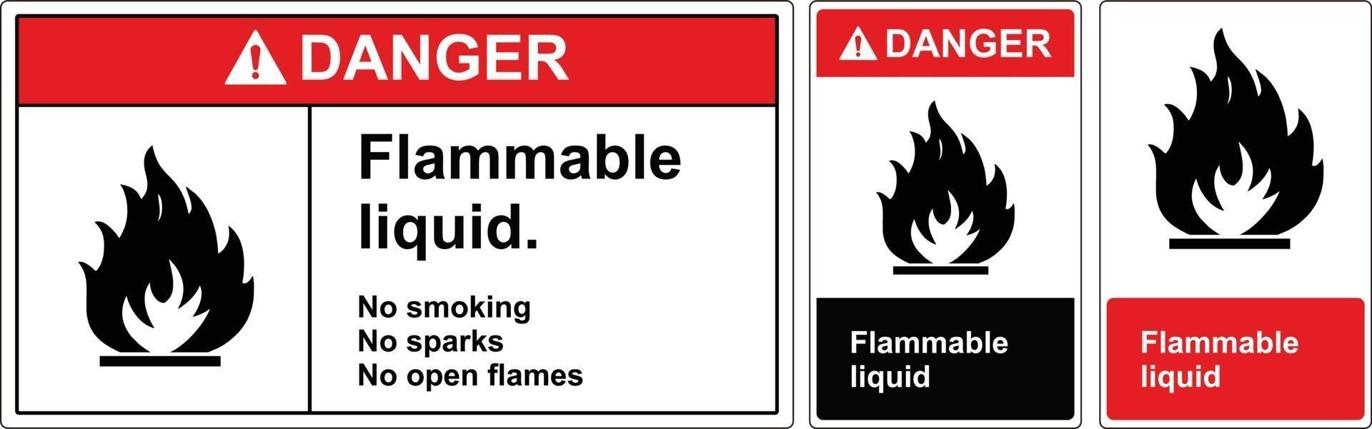 Safety sign flamable liquid ANSI and OSHA Standard vector