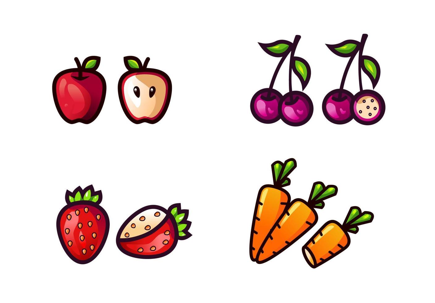 conjunto de vectores de frutas y verduras aisladas sobre fondo blanco, vector