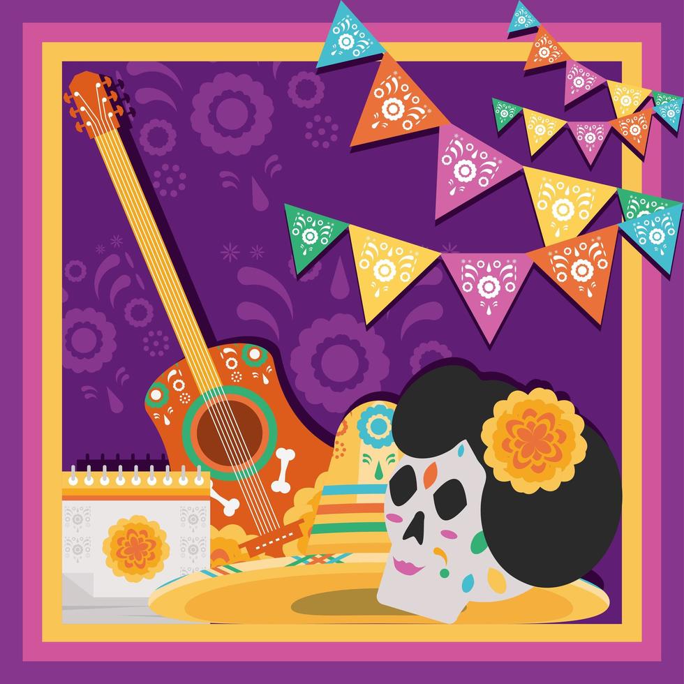 cartel del dia de los muertos vector