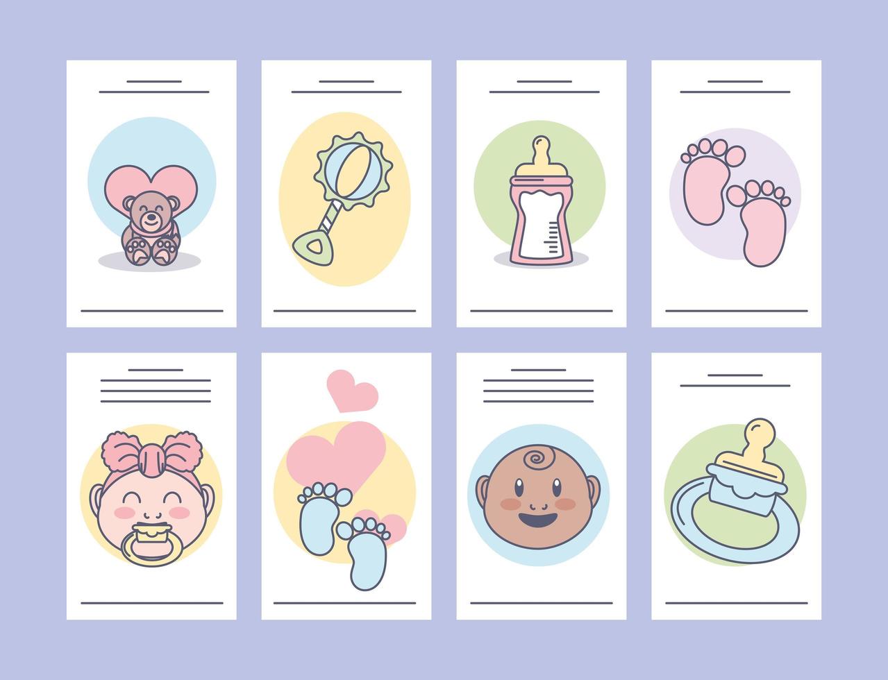 set of babies cards vector