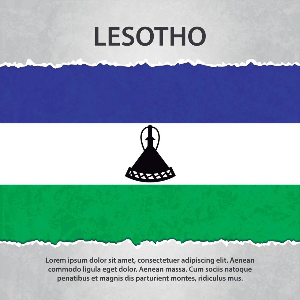 Lesotho flag on torn paper vector