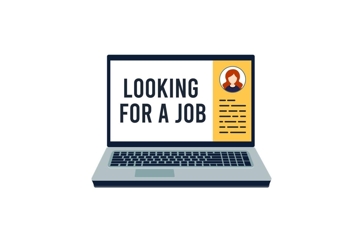 Job search internet. Looking for a job. Employment website. Recruitment interview. Online career. Technology concept. Vector illustration flat design, on white background.