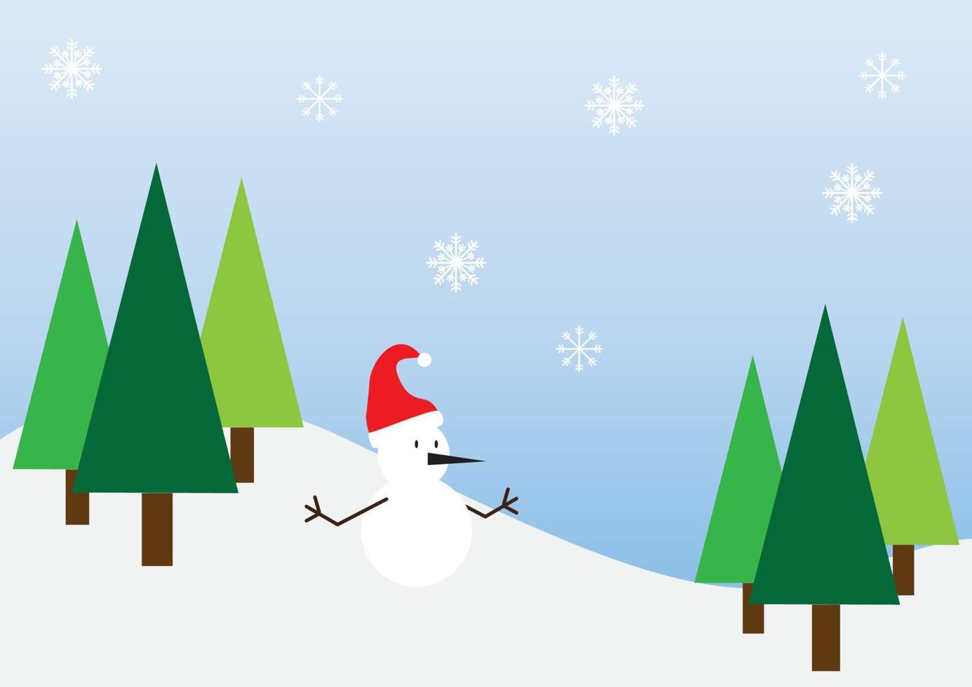 Christmas greetings card with snowman vector