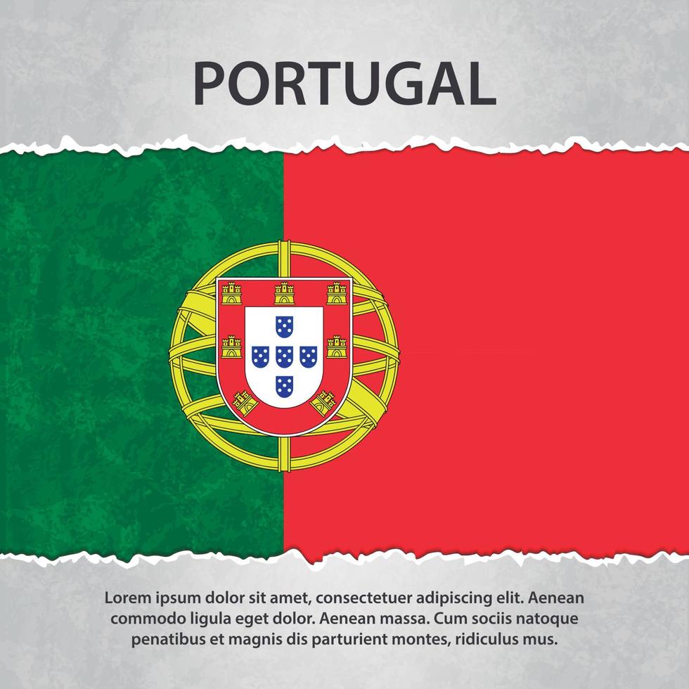 Portugal flag on torn paper vector