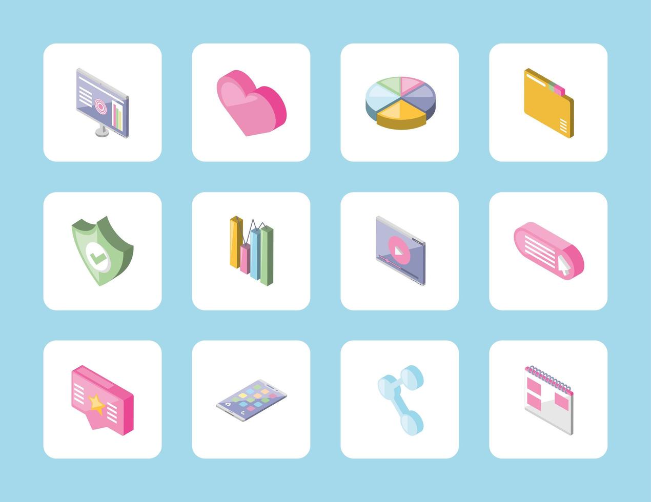 digital marketing, isometric vector