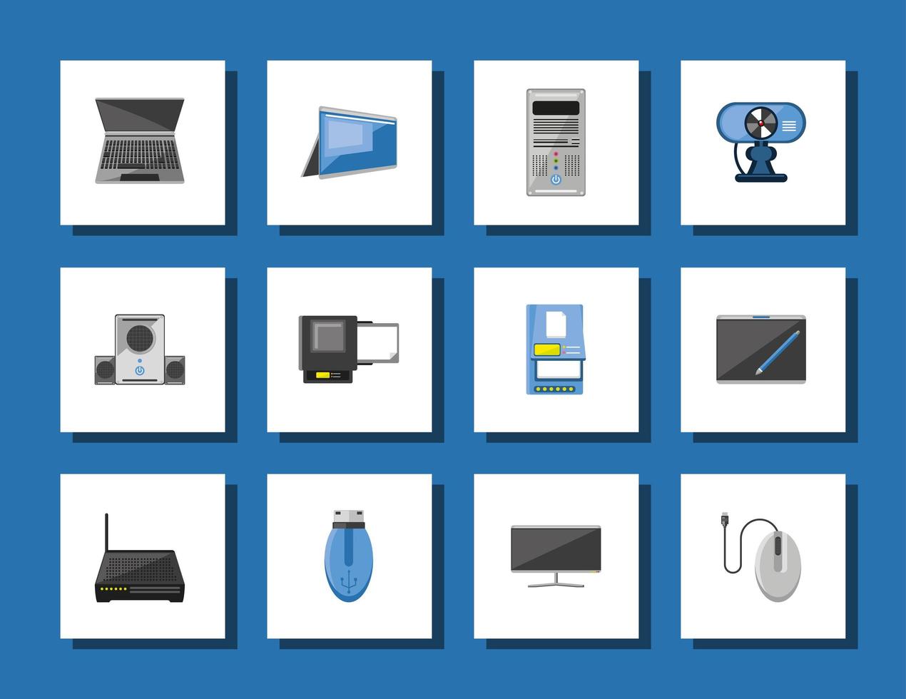 computer equipment set vector