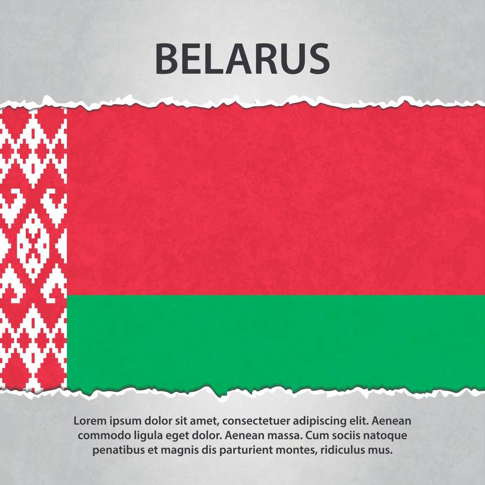 Belarus flag on torn paper vector