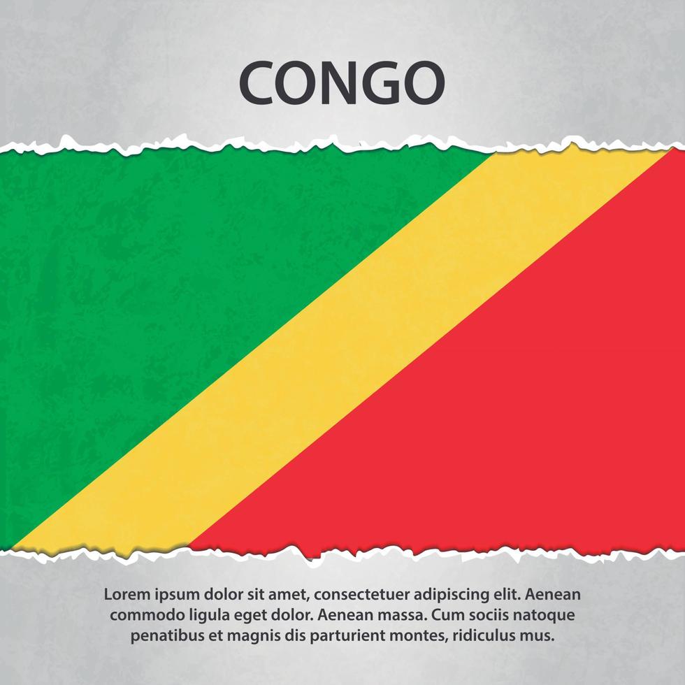 Congo flag on torn paper vector