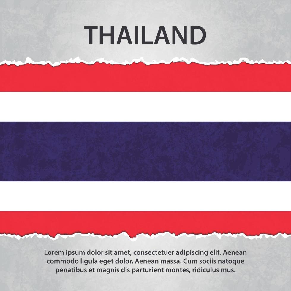 bandera de tailandia en papel rasgado vector