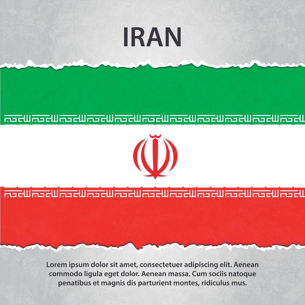 Iran flag on torn paper vector