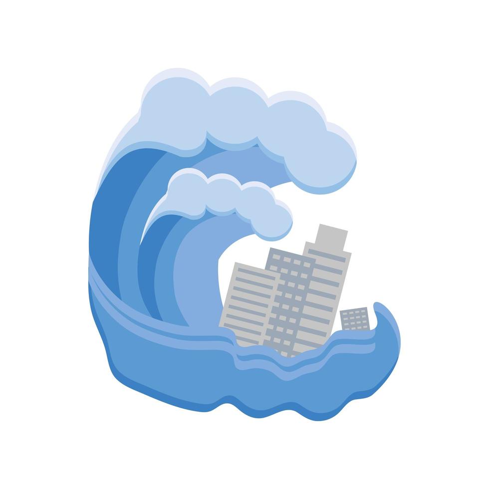 city flood climate crisis vector