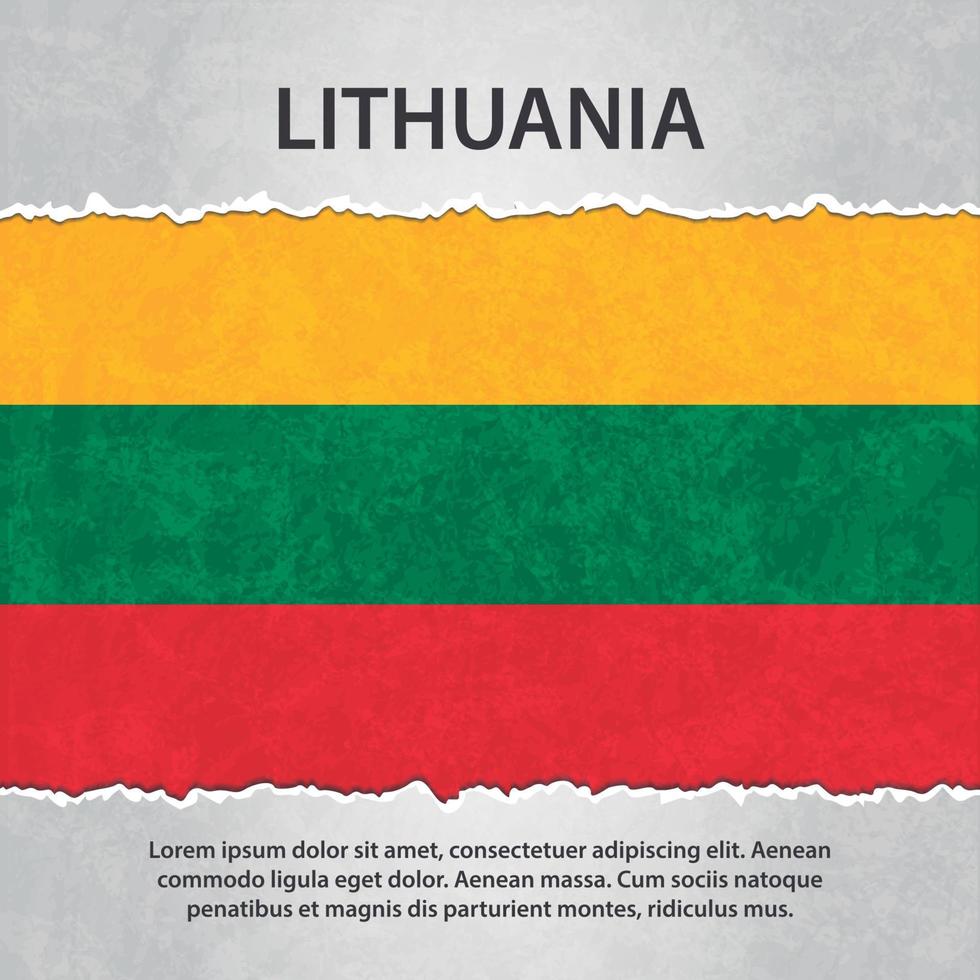 Lithuania flag on torn paper vector
