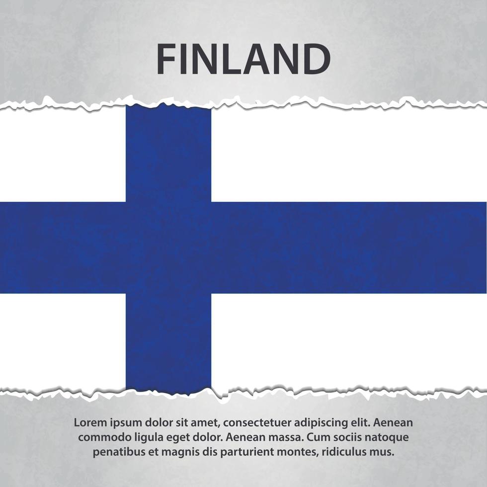 bandera de finlandia en papel rasgado vector