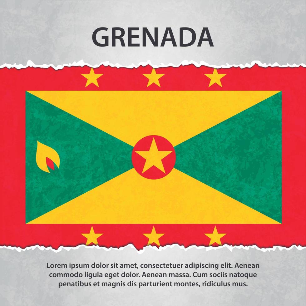 Grenada flag on torn paper vector