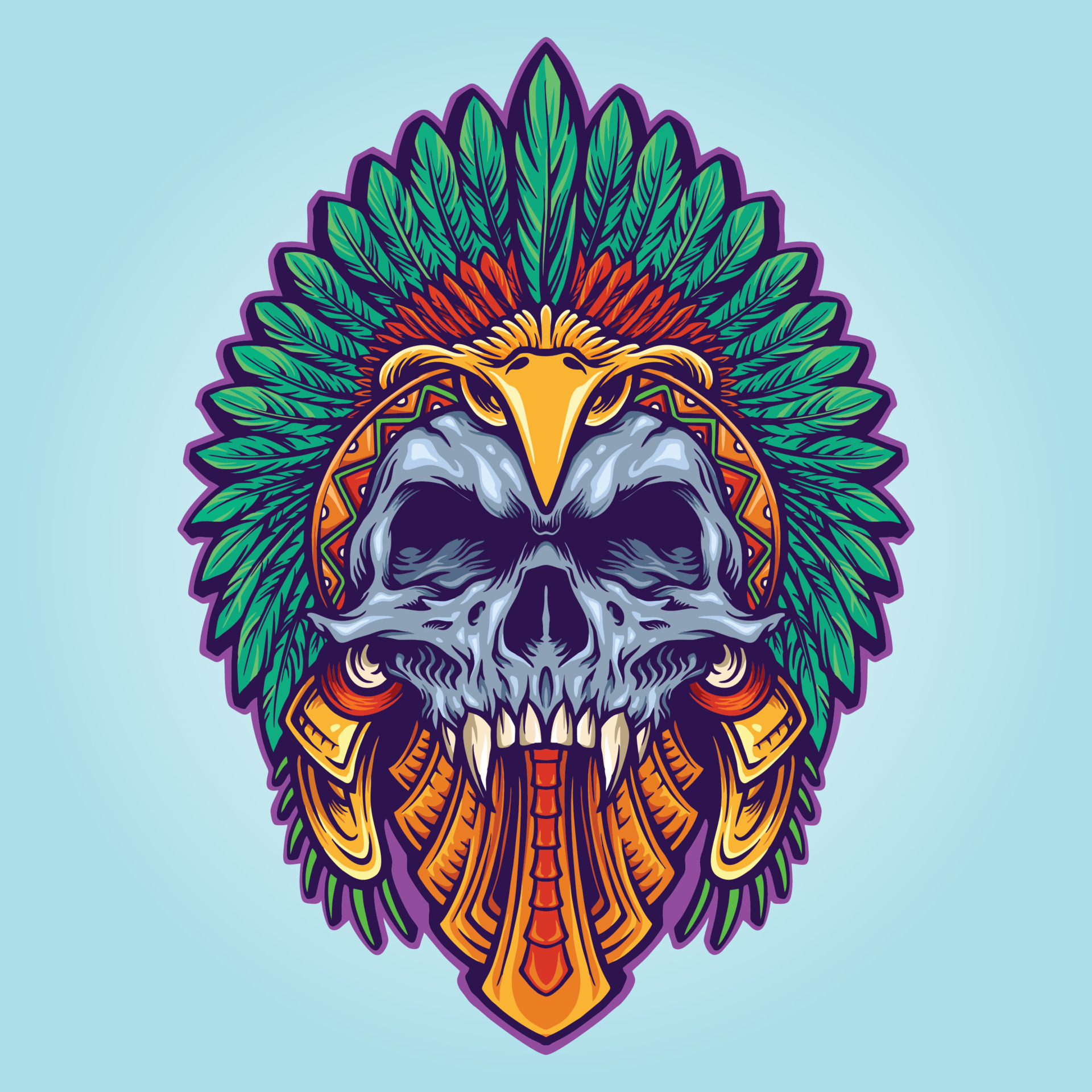 Aztec Indian American Death Skull Tattoo Vector Illustrations 4228059  Vector Art at Vecteezy