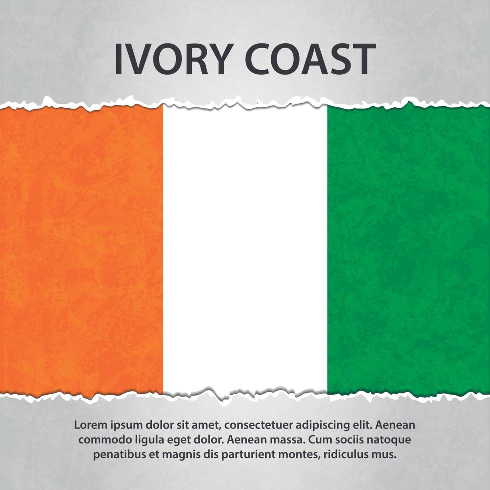 Ivory Coast flag on torn paper vector